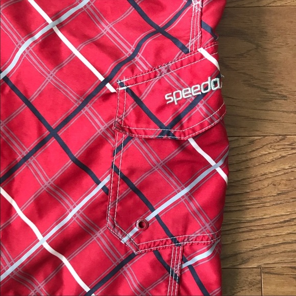 Red Speedo swim trunks bathing suit - Picture 2 of 4